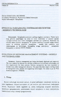 Ewolucja zarządzania systemami sieciowymi - modele i technologie