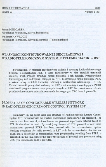 Własności konfigurowalnej sieci radiowej w radiotelefonicznym systemie telemechaniki - RST