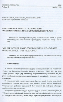 Pozyskiwanie wiedzy z baz danych z wykorzystaniem technologii Microsoft.NET