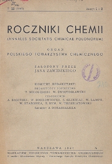 Roczniki Chemii : organ Polskiego Towarzystwa Chemicznego, T. 22, Z. 1-2