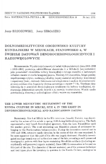 Dolnomezolityczne obozowisko kultury kundajskiej w Mikułach, stanowisko 4, w świetle datowań dendrochronologicznych i radiowęglowych