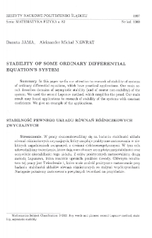 Stability of some ordinary differential equation's system