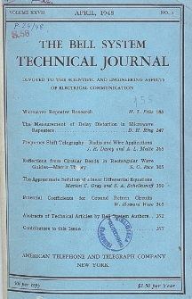 The Bell System Technical Journal : devoted to the Scientific and Engineering aspects of Electrical Communication, Vol. 27, No. 2