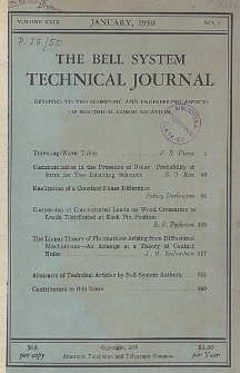 The Bell System Technical Journal : devoted to the Scientific and Engineering aspects of Electrical Communication, Vol. 29, No 1