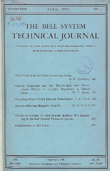 The Bell System Technical Journal : devoted to the Scientific and Engineering aspects of Electrical Communication, Vol. 29, No 2