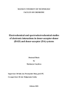 Recenzja rozprawy doktorskiej mgr Marharyty Vasylievy pt. Electrochemical and spectroelectrochemical studies of electronic interactions in donor-acceptor-donor (DAD) and donor-acceptor (DA) systems