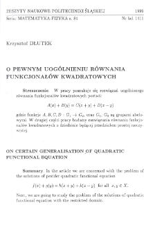 O pewnym uogólnieniu równania funkcjonałów kwadratowych