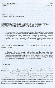 Biblioteka funkcji dostępu do danych słownika syntaktycznego czasowników polskich