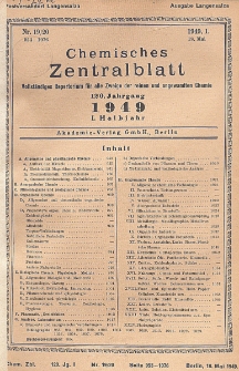 Chemisches Zentralblatt : vollständiges Repertorium für alle Zweige der reinen und angewandten Chemie, Jg. 120, Hlb. 1, Nr 19/20