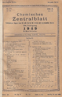 Chemisches Zentralblatt : vollständiges Repertorium für alle Zweige der reinen und angewandten Chemie, Jg. 120, Hlb. 2, Nr 1/2