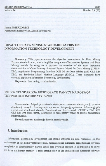 Impact of Data Mining standardization on information technology development