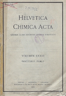 Helvetica Chimica Acta, Vol. 33, Fasc. 1