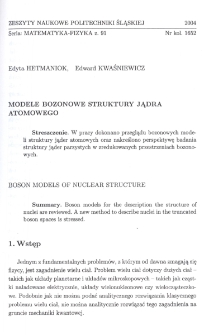 Modele bozonowe struktury jądra atomowego