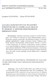 Analiza elektrycznych własności struktur MIS na bazie GaAs oraz Si w oparciu o metodę spektroskopii impedancyjnej