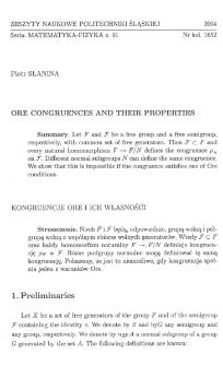 Ore congruences and their properties