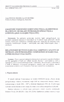 Zależność pojemności sorpcyjnej węgla kamiennego dla metanu od składu petrograficznego węgla (Górnośląskie Zagłębie Węglowe)