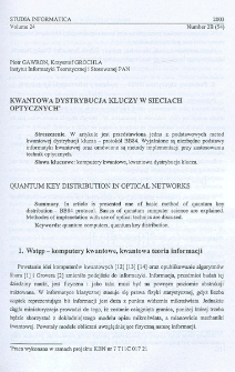 Kwantowa dystrybucja kluczy w sieciach optycznych