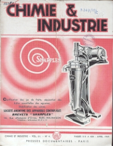 Chimie et Industrie. Vol. 61, Nr 4