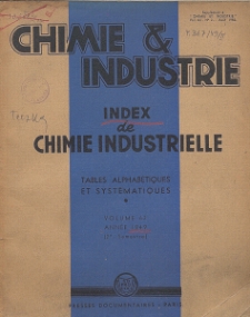 Chimie et Industrie. Vol. 62. Index de Chimie Industrielle