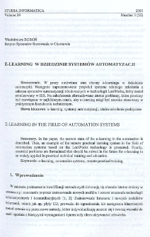 E-learning w dziedzinie systemów automatyzacji