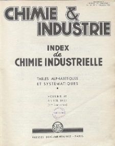 Chimie et Industrie. Vol. 65. Index de Chimie Industrielle