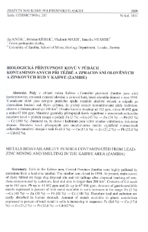 Biologická přístupnost kovů v půdách kontaminovaných při tĕžbĕ a zapracování olovĕných a zinkových rud v Kabwe (Zambie)