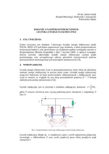 Badanie 1-fazowego indukcyjnego licznika energii elektrycznej