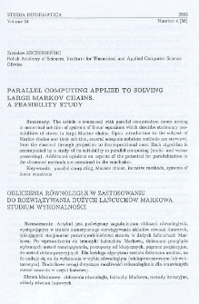 Parallel computing applied to solving large Markov chains. A feasibility study