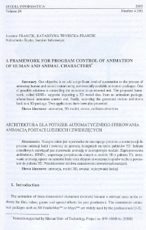 A framework for program control of animation of human and animal characters