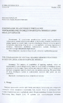 Porównanie właściwości wirtualnie współdzielonej pamięci opartej na modelu Lindy oraz JavaSpaces