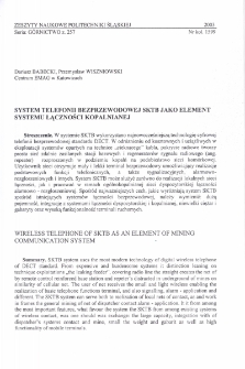 System telefonii bezprzewodowej SKTB jako element systemu łączności kopalnianej