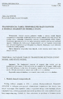 Transpozycja tabel temporalnej bazy danych z modelu zdarzeń do modelu stanu