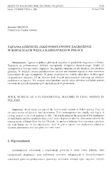 Tąpania górnicze jako podstawowe zagrożenie w kopalniach węgla kamiennego w Polsce