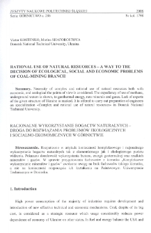 Rational use of Natural resuorces - a way to the decision of ecological, social and economic problems of coal-mining branch
