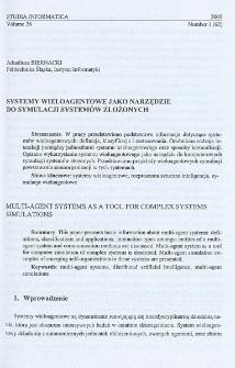 Systemy wieloagentowe jako narzędzie do symulacji systemów złożonych
