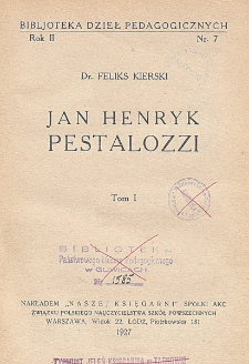 Jan Henryk Pestalozzi. T. 1