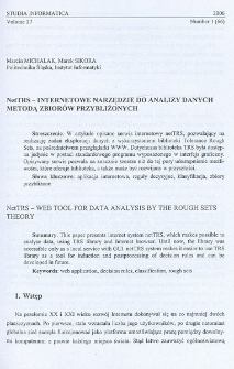 NetTRS - internetowe narzędzie do analizy danych metodą zbiorów przybliżonych