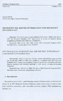 Microsoft SQL server optimizatiion for Microsoft Dynamics NAV