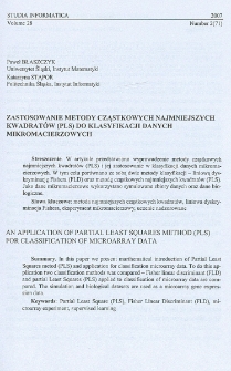 Zastosowanie metody cząstkowych najmniejszych kwadratów (PLS) do klasyfikacji danych mikromacierzowych