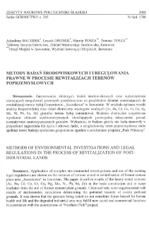 Metody badań środowiskowych i uregulowania prawne w procesie rewitalizacji terenów poprzemysłowych