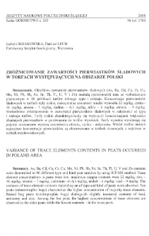 Zróżnicowanie zawartości pierwiastków śladowych w torfach występujących na obszarze Polski