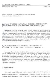 Hg, Pb, Cd w węglu brunatnym ze złoża "Bełchatów" (obszar górniczy "Szczerców"). Badania wstępne