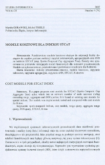 Modele kosztowe dla indeksu STCAT