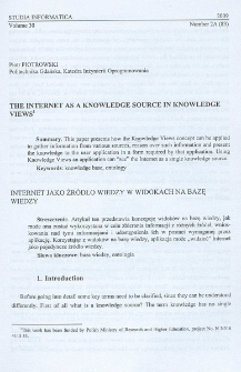 The Internet as a knowledge source in a knowledge views