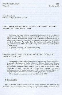 Clustering collections of XML documents having different structure types
