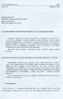 Algorithm for precise frontal face detection