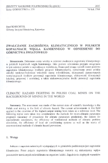 Zwalczanie zagrożenia klimatycznego w polskich kopalniach węgla kamiennego w odniesieniu do górnictwa światowego