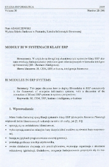 Moduły BI w systemach klasy ERP