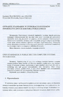 Otwarte standardy w integracji systemów informatycznych sektora publicznego