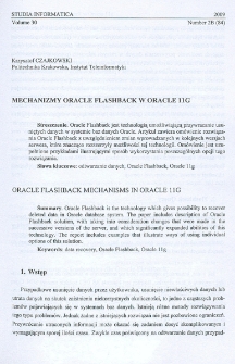 Mechanizmy Oracle Flashback w Oracle 11G